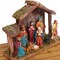 Christmas Nativity Figurine - Nativity Scene Statue with Wooden and Moss Stable